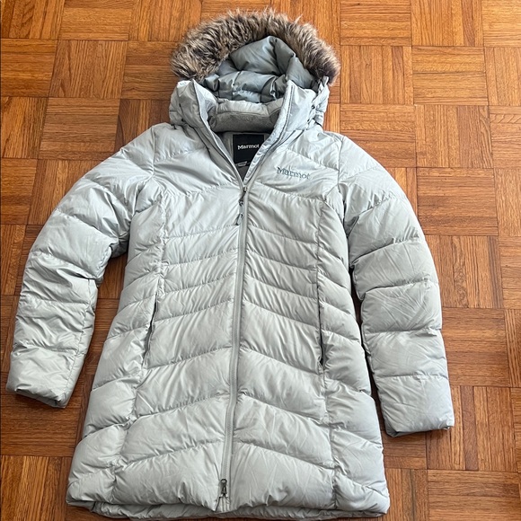 Marmot Montreal 650 Down Removable Fur Hood Jacket Sz S  Grey - Picture 1 of 11